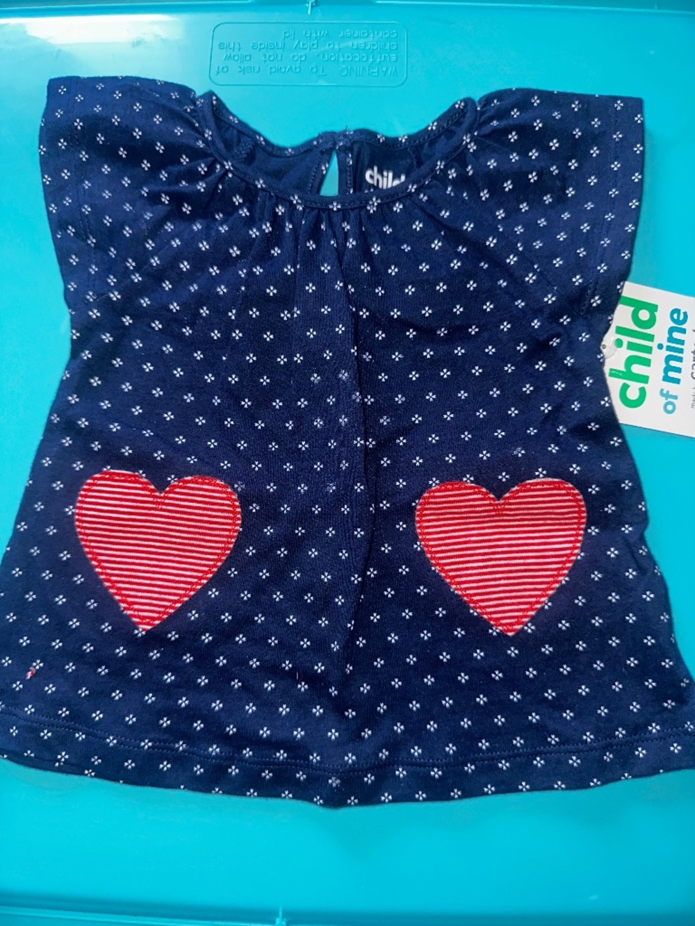 blue and white baby top